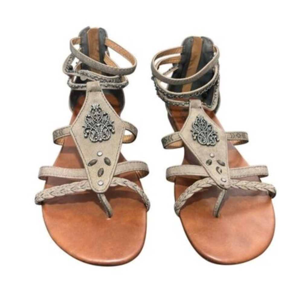 Jelly pop Strappy Boho Sandals with Medallion Detail Women’s